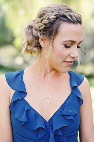 Modest Navy Blue Chiffon A-line V-neck Long Bridesmaid Dresses