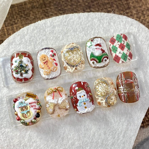 Hot SaleChristmas Nail CollectionHandmade Artificial Gel Nail Press-On Nails