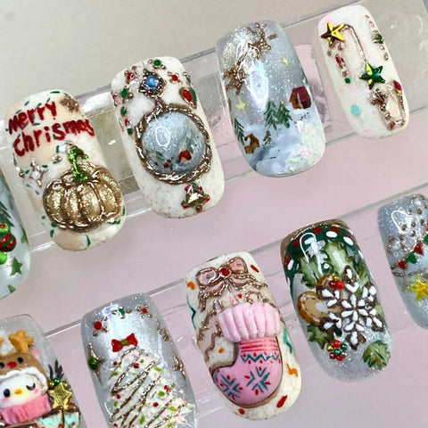NewChristmas & SnowmanCarefully designed pure handmade press-on gel nails