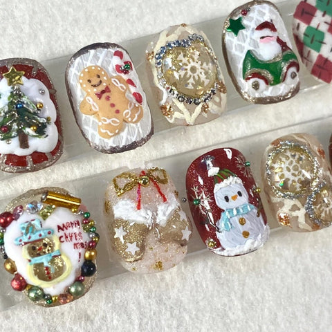 Hot SaleChristmas Nail CollectionHandmade Artificial Gel Nail Press-On Nails