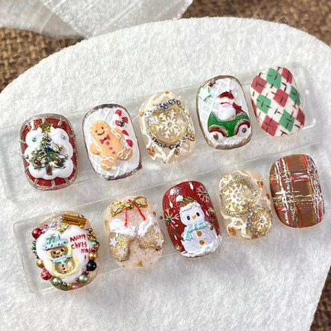 Hot SaleChristmas Nail CollectionHandmade Artificial Gel Nail Press-On Nails