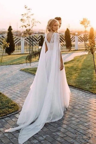 New Arrival Lace Beaded Cap Sleeves Wedding Dresses, Bridal Gown