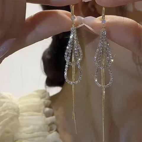 High-end double-layer waterdrop earrings, long style, super fairy-like exquisite earrings, Korean fashion hit, premium earrings