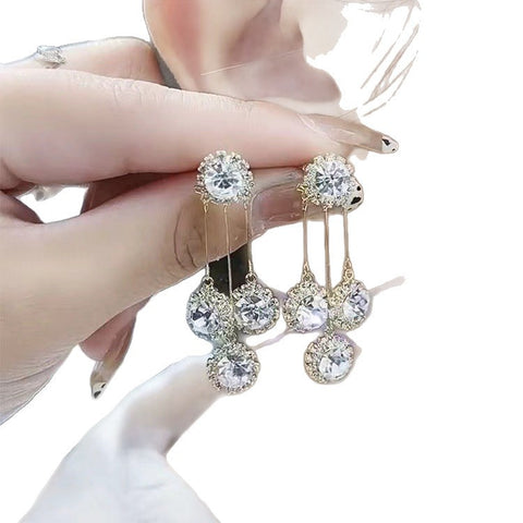Xingyu Wish French Hepburn Two-Piece Earrings, 2026 New Korean Internet Celebrity Long Tassel Earrings