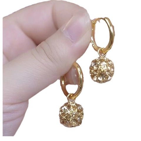 Maillard champagne gold ball ear buckle earrings niche design autumn and winter new earrings