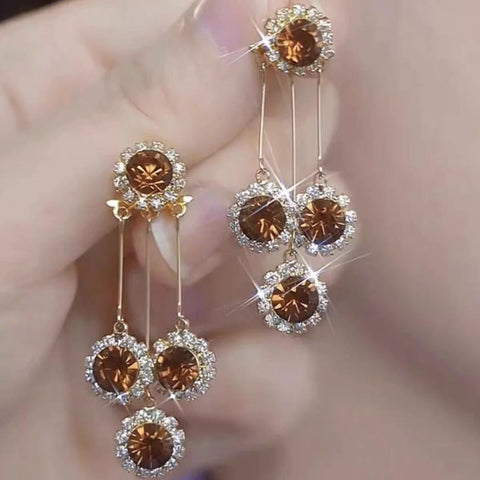 Xingyu Wish French Hepburn Two-Piece Earrings, 2026 New Korean Internet Celebrity Long Tassel Earrings