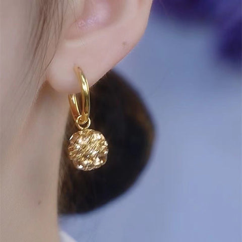 Maillard champagne gold ball ear buckle earrings niche design autumn and winter new earrings