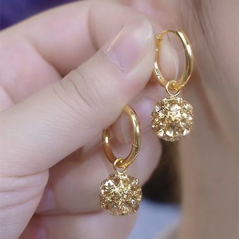 Maillard champagne gold ball ear buckle earrings niche design autumn and winter new earrings