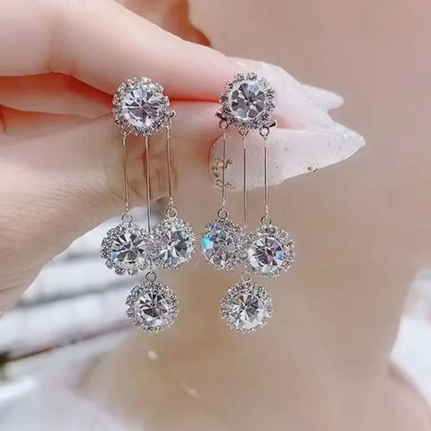 Xingyu Wish French Hepburn Two-Piece Earrings, 2026 New Korean Internet Celebrity Long Tassel Earrings