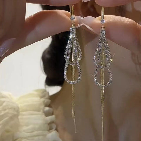 High-end double-layer waterdrop earrings, long style, super fairy-like exquisite earrings, Korean fashion hit, premium earrings
