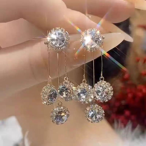 Xingyu Wish French Hepburn Two-Piece Earrings, 2026 New Korean Internet Celebrity Long Tassel Earrings