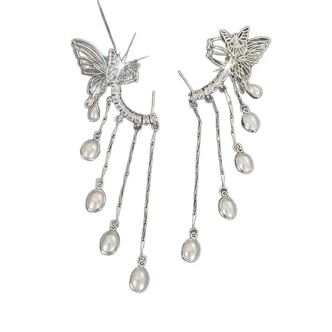Butterfly hollow fringed earbone clip earrings integrated earrings personalized niche design explosion