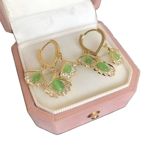 Temperament Fashion Versatile Light Luxury Simple Niche Design Show High Gentle Sweet Ginkgo Biloba Earrings Women