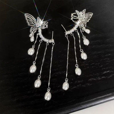 Butterfly hollow fringed earbone clip earrings integrated earrings personalized niche design explosion