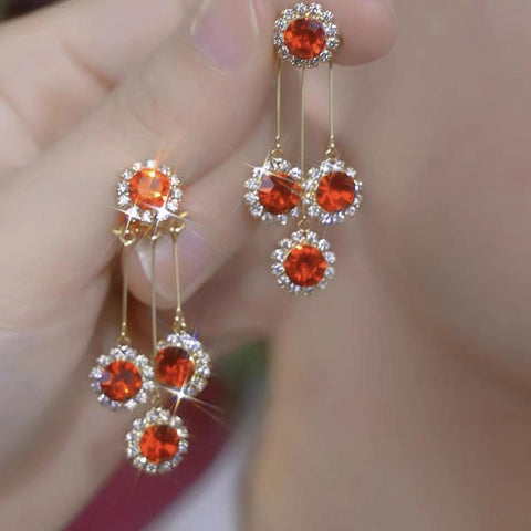 Xingyu Wish French Hepburn Two-Piece Earrings, 2026 New Korean Internet Celebrity Long Tassel Earrings