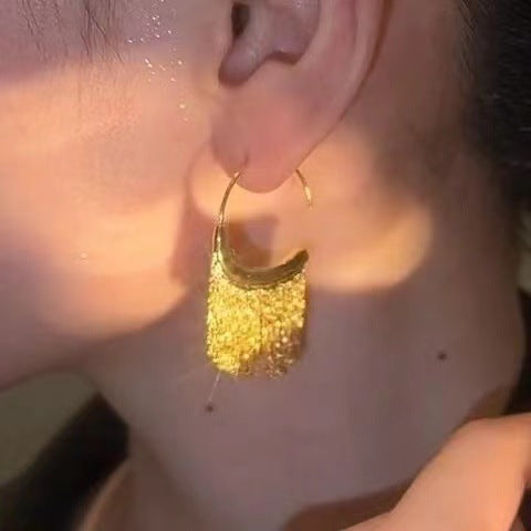 Daiyu fashion temperament circle fringed ear ring earrings women's niche design advanced sense cold wind new