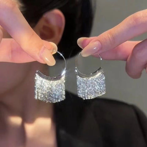 Daiyu fashion temperament circle fringed ear ring earrings women's niche design advanced sense cold wind new