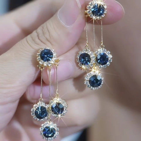Xingyu Wish French Hepburn Two-Piece Earrings, 2026 New Korean Internet Celebrity Long Tassel Earrings