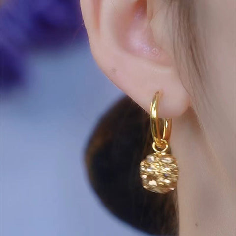 Maillard champagne gold ball ear buckle earrings niche design autumn and winter new earrings