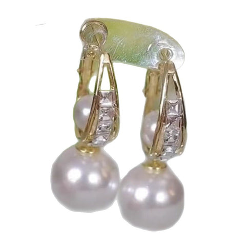 White luxury high bead earrings femininity light luxury fashion versatile retro French niche two wear simple new earrings