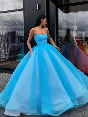 Organza Princess Ball Gown Sweetheart Prom Dresses, Long Formal Dresses