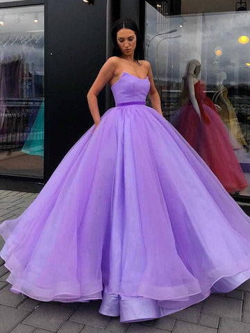 Organza Princess Ball Gown Sweetheart Prom Dresses, Long Formal Dresses