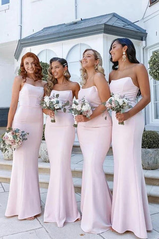 Mermaid Strapless Long Bridesmaid Dresses, Wedding Party Dress