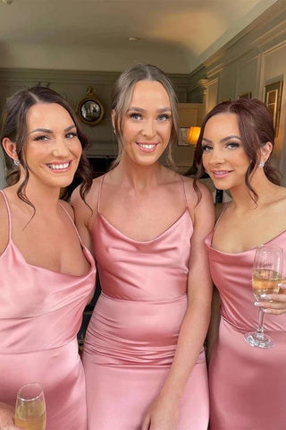 Silk Satin Floor Length Bridesmaid Dresses, Wedding Party Dresses