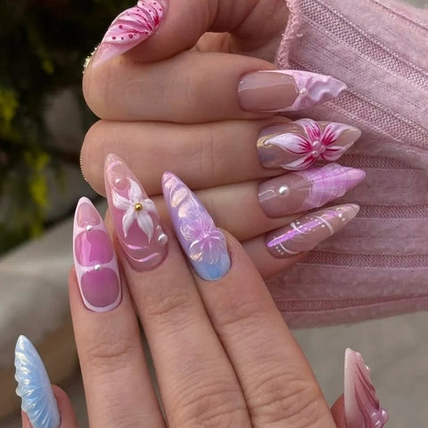 MAGLFELL Pink Stiletto NailsCarefully designed pure handmade press-on gel nails