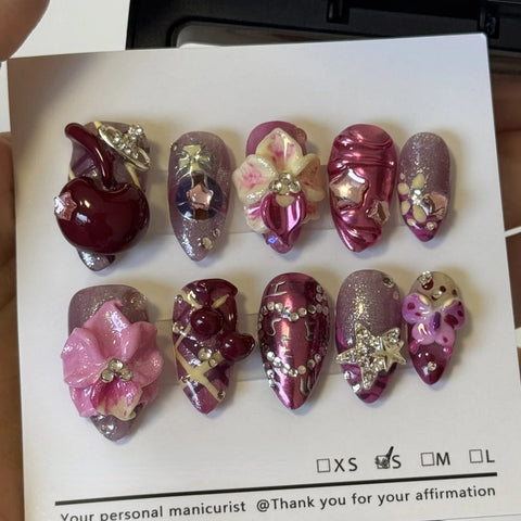 3D Red Apples and Flowers