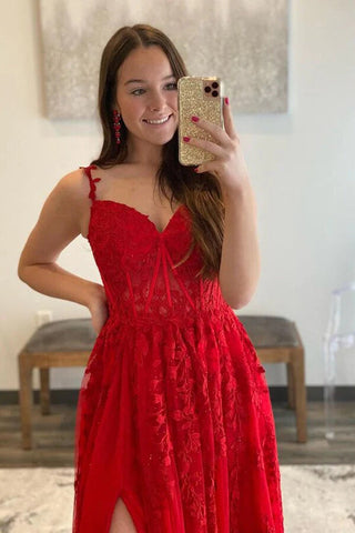 Tüll A-Linie Sweetheart Ballkleider mit Spitzenapplikationen, Partykleid