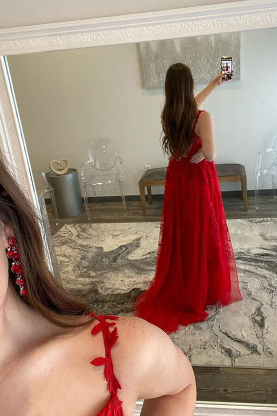 Tulle A-line Sweetheart Prom Dresses With Lace Appliques, Party Dress