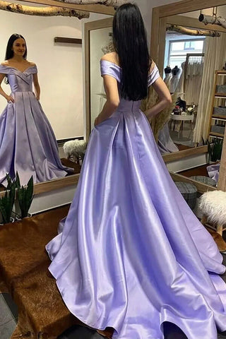 A-Linie Off Shoulder Ballkleider, Abendkleider mit Schleppe