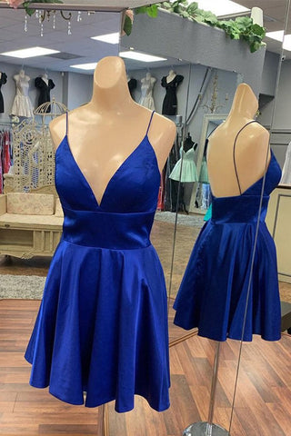 Satin Backless Homecoming Dresses, Short Prom Dress