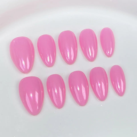 10pcs Solid Color Handmade Press On Nails Gadient Aurora Blue Short Almond False Nails Ins Simple Summer Fresh Fake Nail Patch