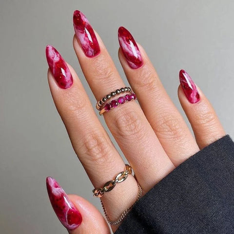 24pcs Dark Blue Gradient Oval Fake Nails Press On Nails French Spotting Gentle False Nails Short Almond Artificial Nail Wearable