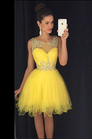 Tulle See Through Sweetheart Sequins Layers Cheap Homecoming Dresses