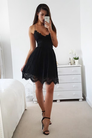 Halter Tie Back Short Prom Dress, Sleeveless Appliques Cheap Homecoming Dress