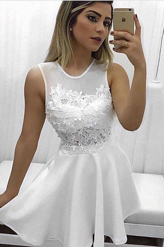 A-Linien-Heimkehrkleid mit transparentem Rücken, Partykleider mit Applikationen