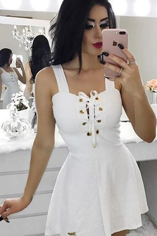A-Line Square Neck Simple Short Prom Dress, Homecoming Dresses