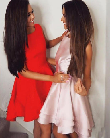 High Low Short Prom Dress, Sleeveless Cheap Homecoming Dress, Party Dress