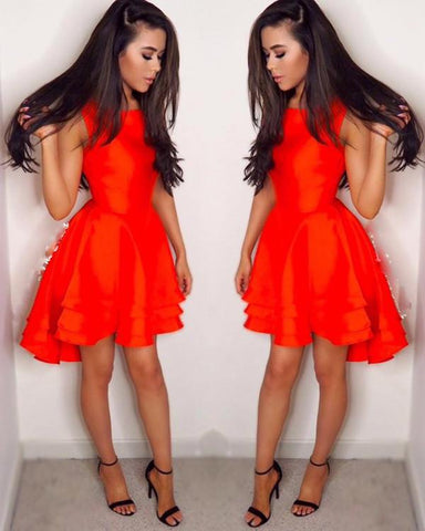 High Low Short Prom Dress, Sleeveless Cheap Homecoming Dress, Party Dress