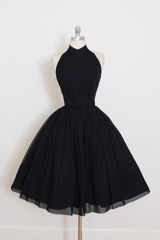 A Line Open   Halter Homecoming Dress, Short Prom Dress