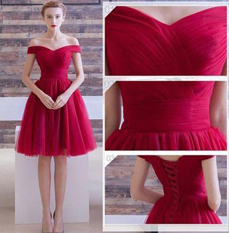 Tulle A Line Off The Shoulder Homecoming Dresses Short Prom Dresses