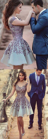 Charming Junior Homecoming Dresses, Cheap Short Prom Dress With Appliques