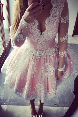 Cute A-line Long Sleeves Short Prom Dress, Homecoming Dresses on Line