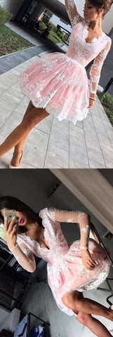 Cute A-line Long Sleeves Short Prom Dress, Homecoming Dresses on Line