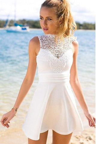 Simple High Neck Chiffon Homecoming Dress, Short Prom Dresses