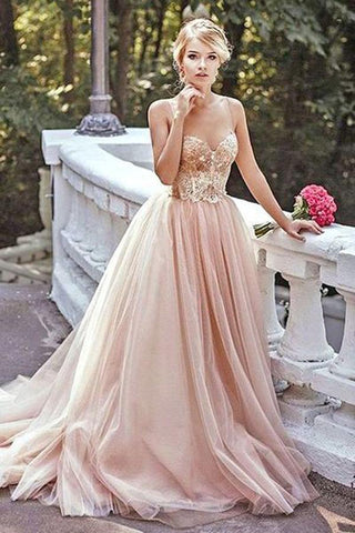 Gold Sequin Tulle A line Off Shoulder Long Prom Dresses, Cheap Formal Dresses