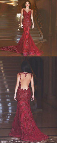 Fabulous  Backless Mermaid Long Prom Dresses Evening Dresses